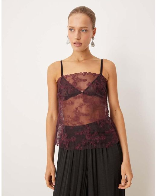 Mango Sheer Embroidered Cami Top