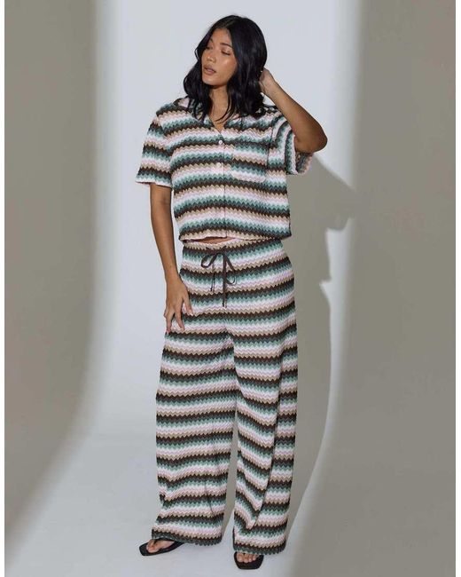 South Beach Gray Crochet Wide Leg Trousers