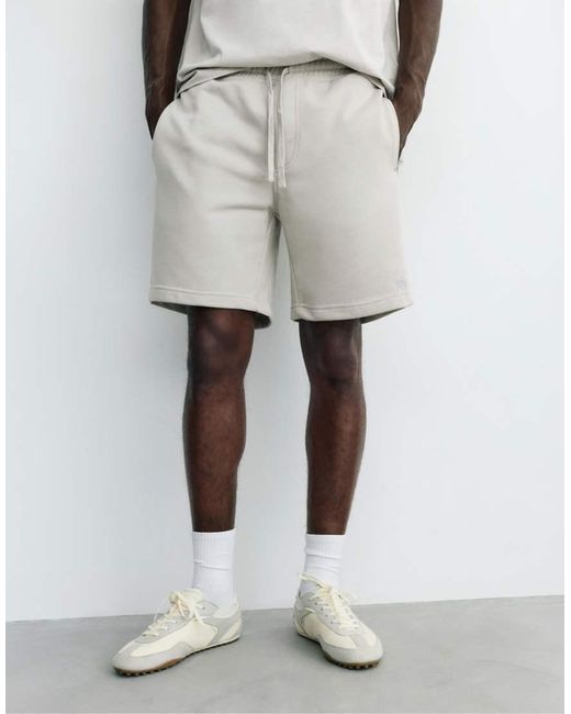 Pull&Bear White Pack Of Basic Bermuda Shorts And T-shirt for men