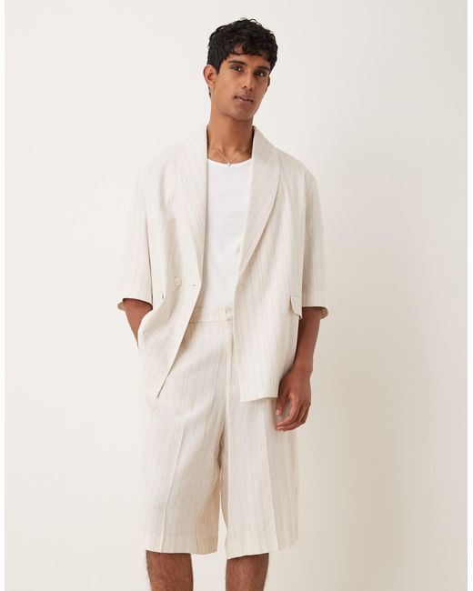 ASOS – oversize-bermudashorts aus leinenmix in Natural für Herren