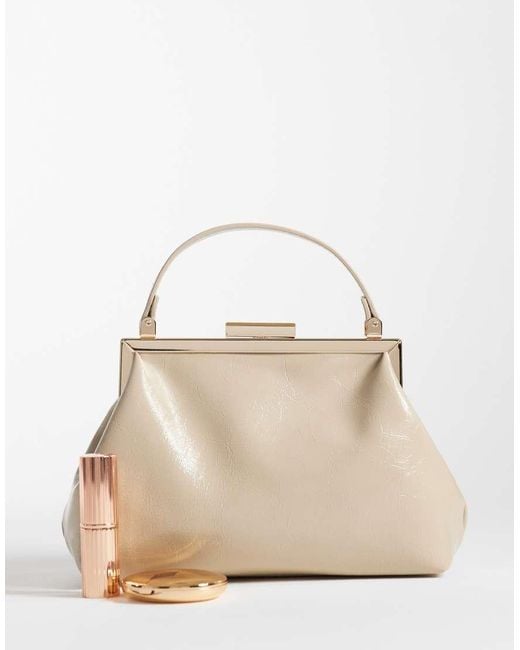 ASOS Natural Textured Frame Mini Clutch Bag
