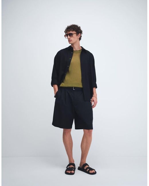 Tommy Hilfiger Blue Relaxed Linen Mix Pleated Shorts With Belt for men