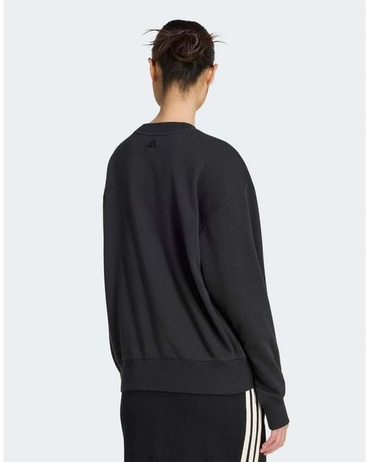Adidas Originals Black Seasonal Essentials Satin V-Neck Sweatshirt