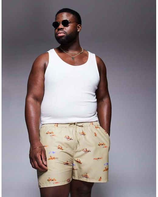 ASOS Korte Zwemshort Met Strandprint in het Multicolor voor heren