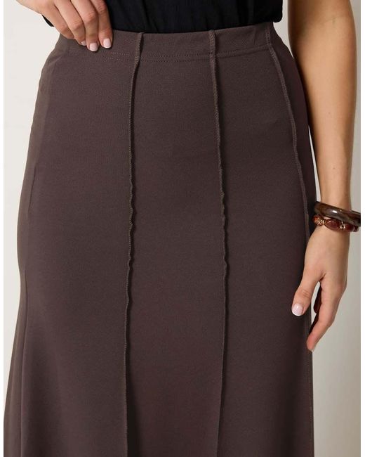 Long Tall Sally Brown Flare Seam Maxi Skirt