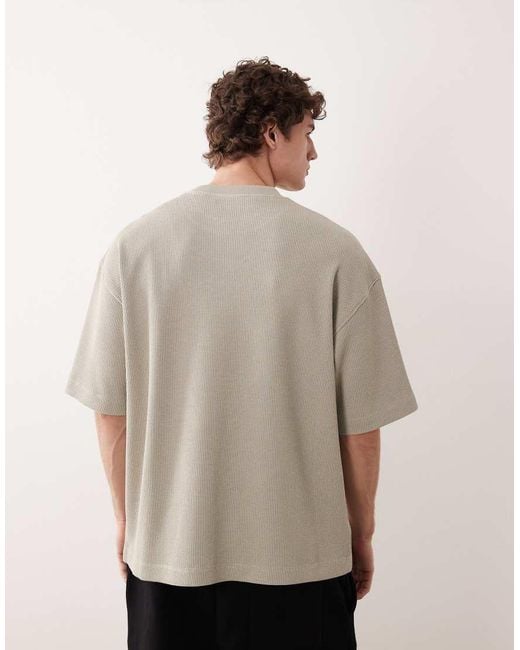 ASOS COLLECTIVE Natural Super Heavyweight Oversized Waffle Texture T-shirt for men