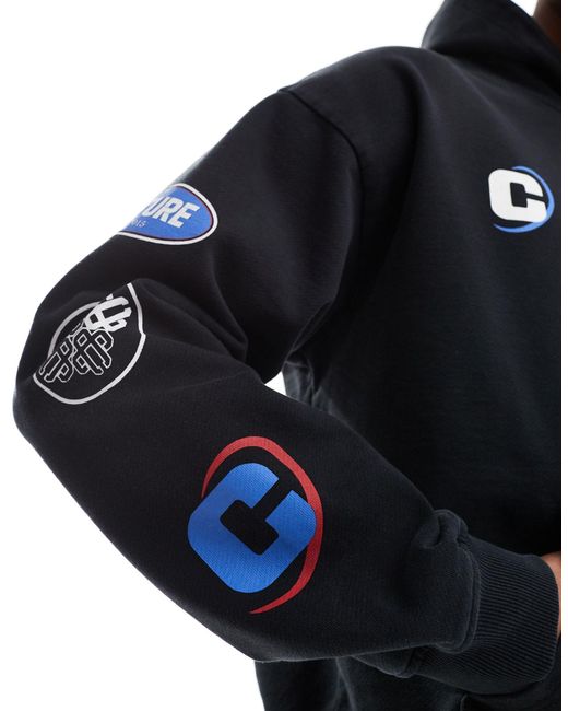 Sudadera gris carbón con capucha y estampado gráfico estilo motocross The Couture Club de hombre de color Blue
