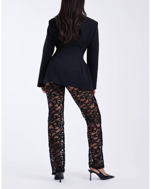 ASOS White Sheer Lace Slim Flare Trousers