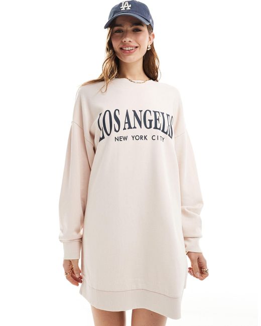 ASOS White Oversized Sweat Dress With Los Angeles Graphic