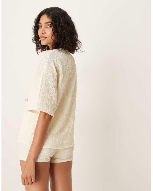 ASOS Natural Textured Shirt Co-ord With Shell Button Detail Shirt