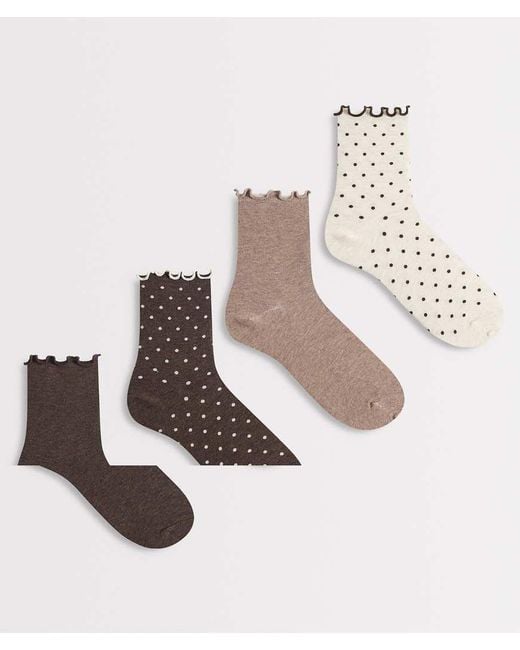 Lindex White 4 Pack Lettuce Edge Polka Dot High Ankle Socks