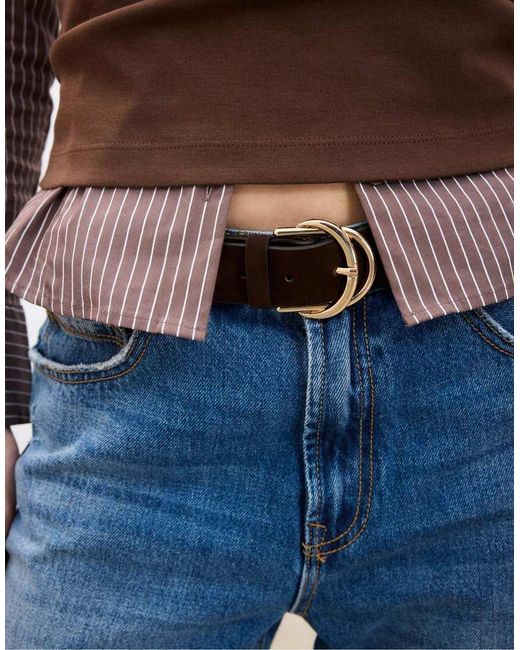 Stradivarius Brown Double Buckle Belt