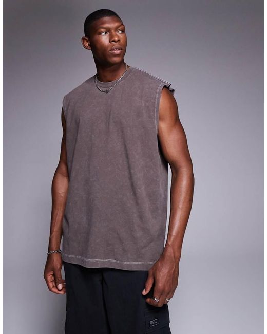 Top Senza Maniche Oversize di ASOS in Purple da Uomo