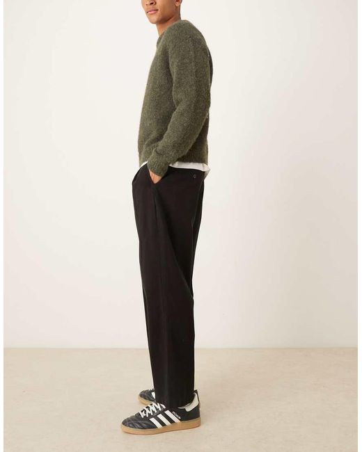 ASOS Black Relaxed Tapered Twill Trouser for men