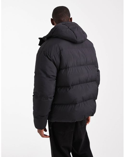 Brave Soul Black Hooded Puffer Coat for men