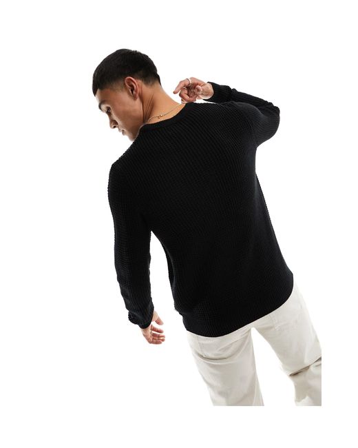 Essentials - maglione a coste di Jack & Jones in Black da Uomo
