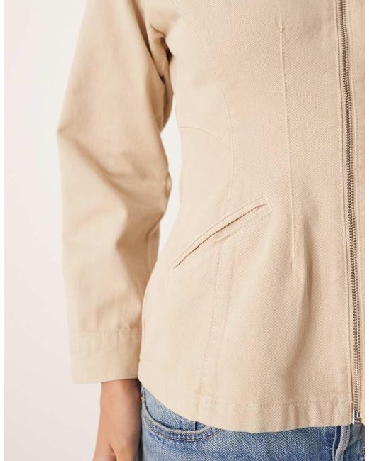 ASOS Natural Denim Cinched Barn Jacket