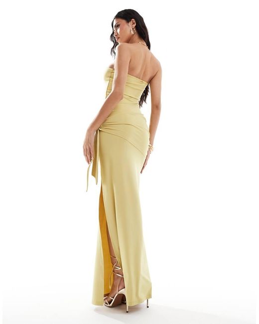 ASOS Yellow Tie Side Bandeau Maxi Dress