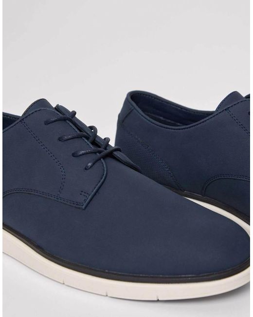 Threadbare Blue Faux Suede Derby Shoes for men
