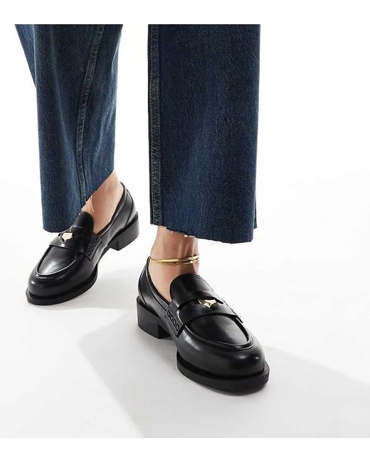 Raid Wide Fit Black Nonnie Penny Loafers