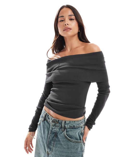 ASOS Black Structured Bardot Top