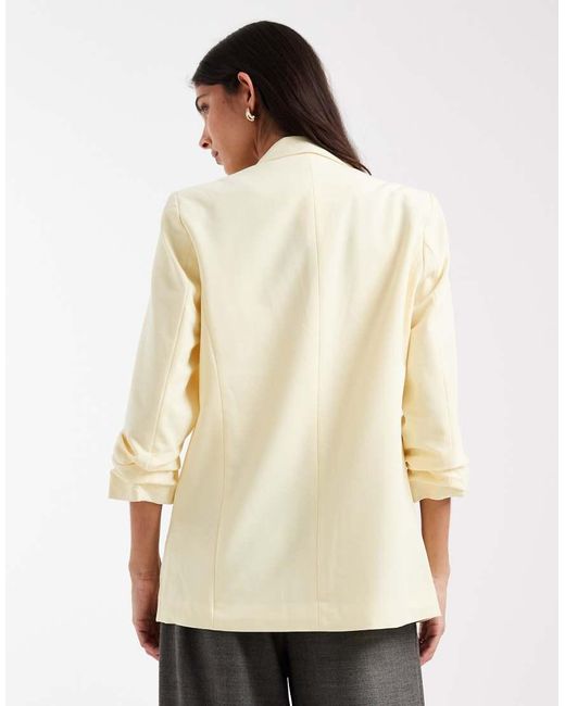 Pieces Natural Tailored Ruched Sleeve Blazer