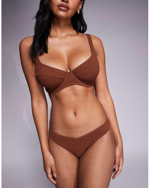 Ivory Rose Brown Fuller Bust Unpadded Underwired Balconette Bikini Top