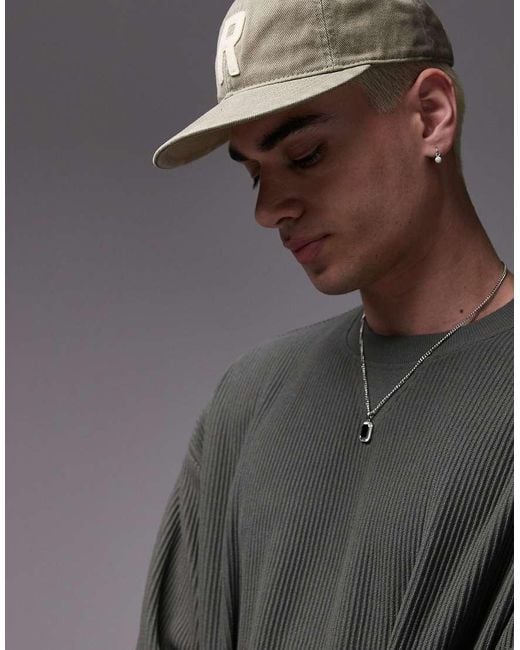 Sudadera Extragrande Con Cuello Redondo De Punto Otomán De Topman de hombre de color Gray