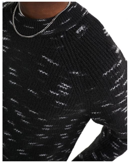 Weekday Black Norman Relaxed Space Dye Jumper for men