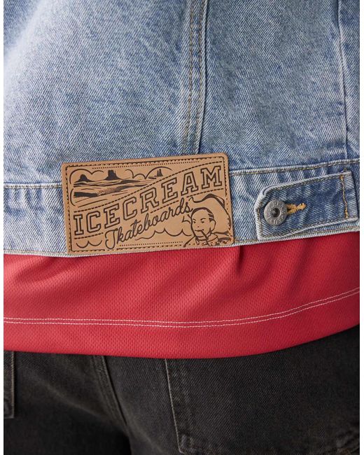 Chaqueta Vaquera Azul De Estilo Camionero Con Lavado Claro Y Estampado En La Espalda Running Dog De ICECREAM de hombre de color Blue