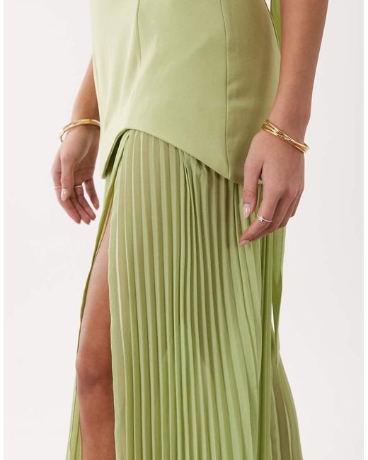 Gina Tricot Green Dropped Waist Scarf Maxi Dress