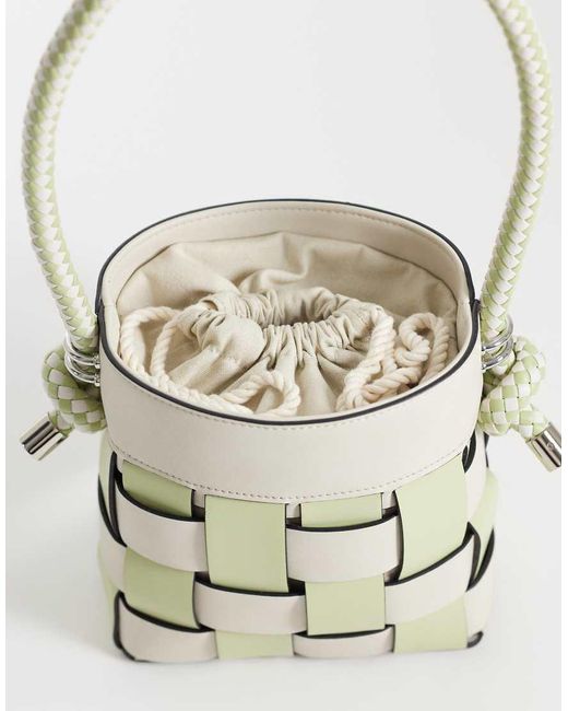 ASOS White Woven Bucket Shoulder Bag
