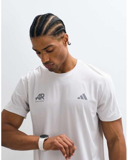 Adidas Originals White Adidas Running Adi365 Ar T-shirt With Back Print for men