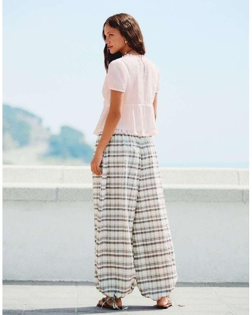Bershka Gray Checked Sarouel Trousers