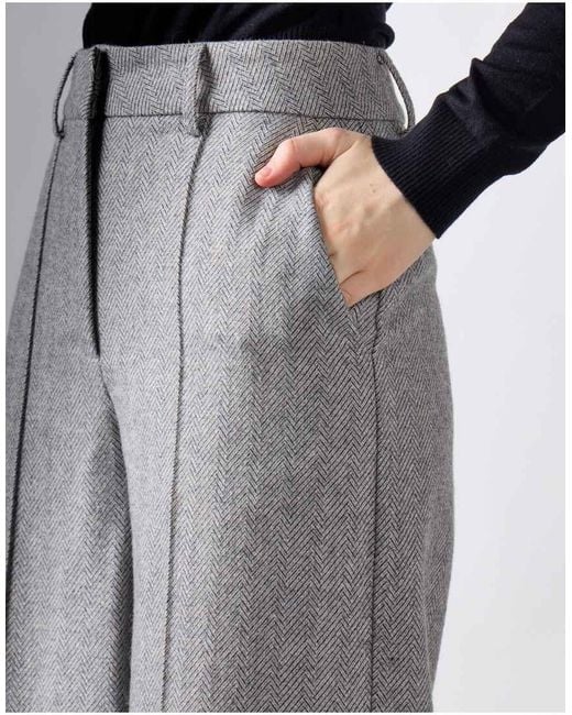 NARRATED Gray Tailored Wide Leg Pants
