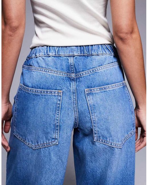 River Island Jeans Met Wijde Ronde Pijpen En Elastische Taille in het Blue
