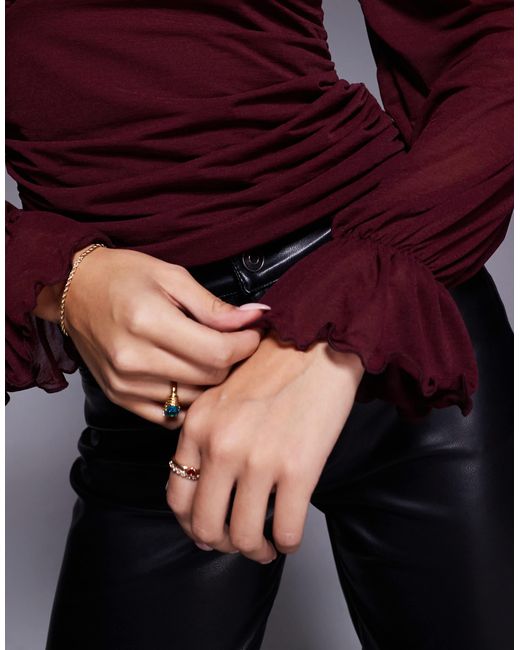 ASOS Purple Semi Sheer Long Sleeve V-Neck Top