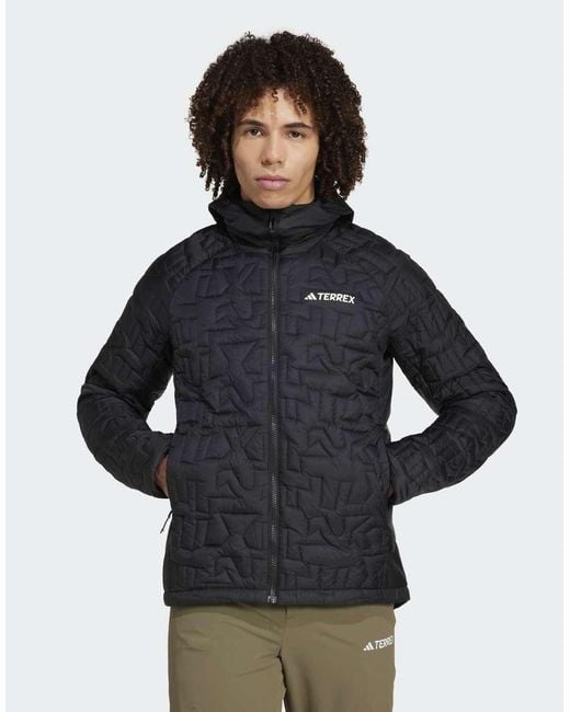 Adidas Gray Terrex Xperior Primaloft Loose Fill Insulated Hooded Jacket for men
