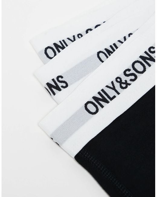 Only & Sons Black 3 Pack Trunks for men