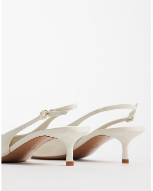 Mango White Heeled Sligback Court Shoe