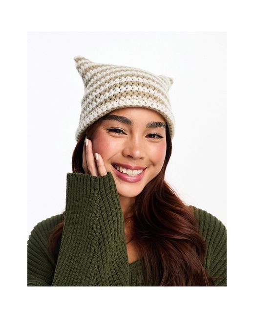 Daisy Street White Knitted Square Beanie