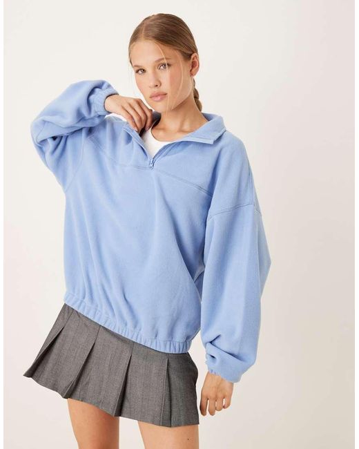 ASOS Blue Half Zip Polar Fleece Dusky