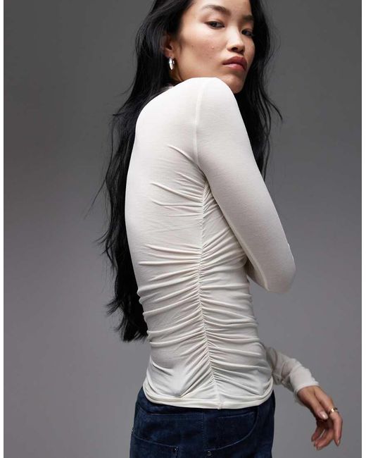 Top Accollato Slim Asimmetrico A Maniche Lunghe di & Other Stories in Gray