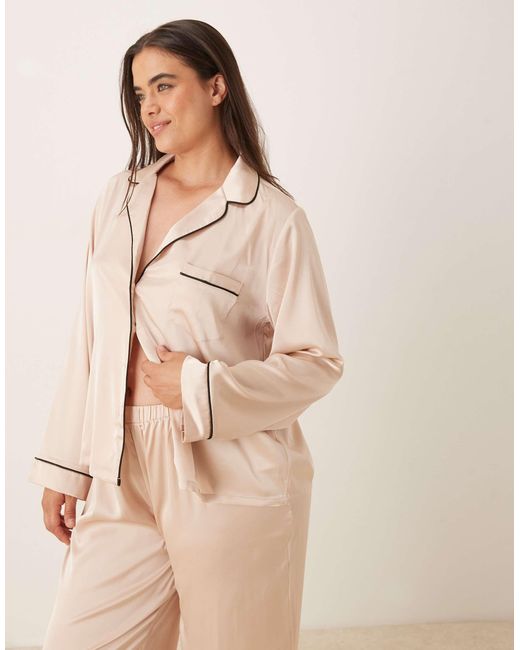 ASOS Natural Asos design curve – oversize-pyjama aus satin