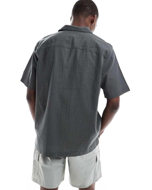 Only & Sons Gray Embroidery Detail Resort Shirt for men