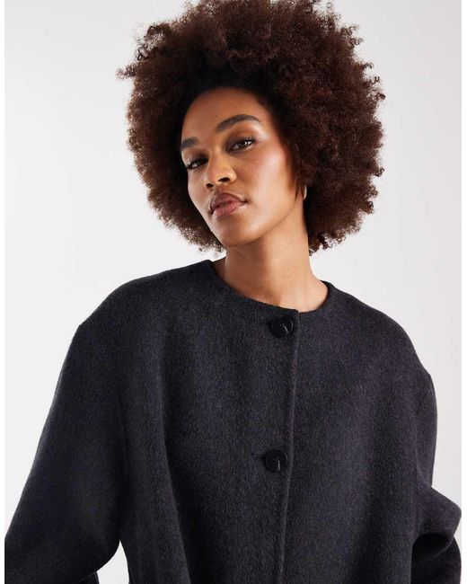 ASOS Blue Asos Design Tall Premium Wool Rich Longline Coat With Detachable Scarf