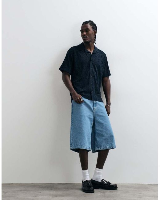 Redefined Rebel Black Ravi Boxy Fit Short Sleeve Shirt for men