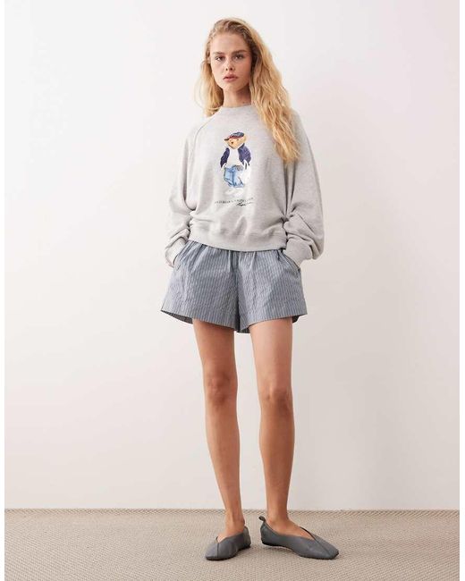 Polo Ralph Lauren Gray Bear Print Island Fleece Relaxed Sweatshirt