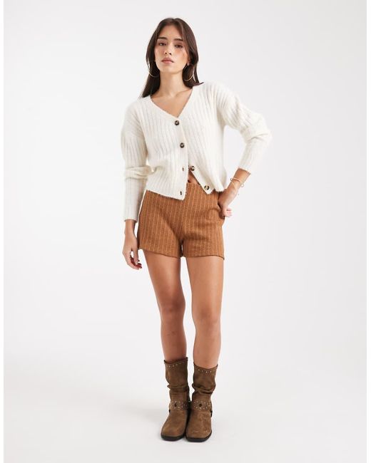 Wednesday's Girl White Ribbed Soft Cardigan