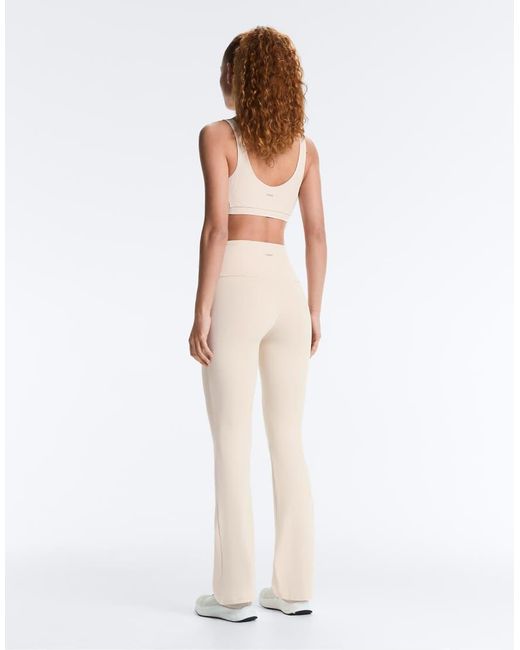 Oysho Natural Comfortlux High-Rise Flare Trousers
